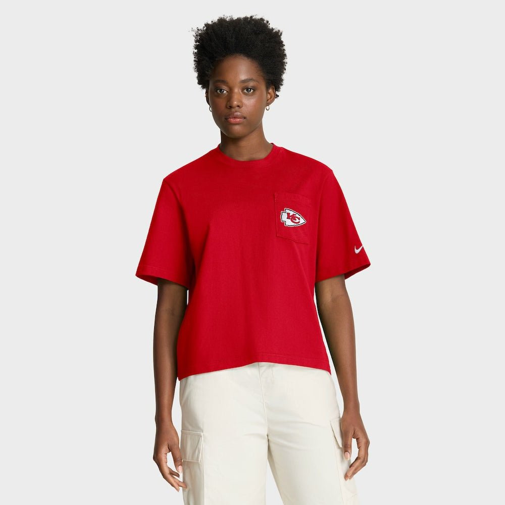 Nike Kansas City Chiefs Women's Rewind Pocket Boxy T-Shirt Red