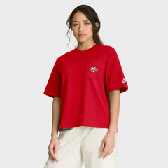 Nike San Francisco 49ers Women's Rewind Pocket Boxy T-Shirt Scarlet