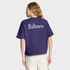 Nike Baltimore Ravens Women's Rewind Pocket Boxy T-Shirt Purple