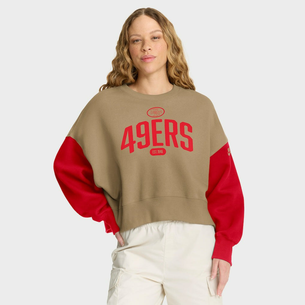 Nike San Francisco 49ers Women's Oversized Rewind Pullover Sweatshirt Tan