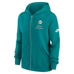Nike Miami Dolphins Women's Phoenix Rewind Full-Zip Hoodie Aqua