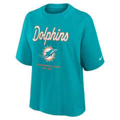 Nike Miami Dolphins Women's Essential Script Relaxed Boxy T-Shirt Aqua