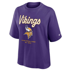 Nike Minnesota Vikings Women's Essential Script Relaxed Boxy T-Shirt Purple