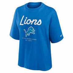 Nike Detroit Lions Women's Essential Script Relaxed Boxy T-Shirt Blue