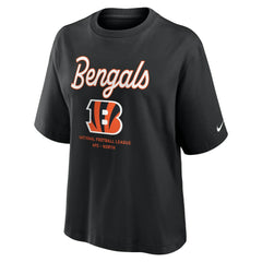 Nike Cincinnati Bengals Women's Essential Script Relaxed Boxy T-Shirt Black