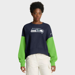 Nike Seattle Seahawks Women's Oversized Color-Block Pullover Sweatshirt College Navy