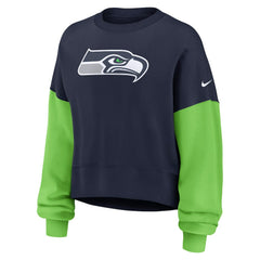 Nike Seattle Seahawks Women's Oversized Color-Block Pullover Sweatshirt College Navy