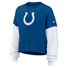 Nike Indianapolis Colts Women's Oversized Color-Block Pullover Sweatshirt Royal