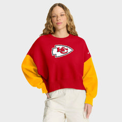Nike Kansas City Chiefs Women's Oversized Color-Block Pullover Sweatshirt Red