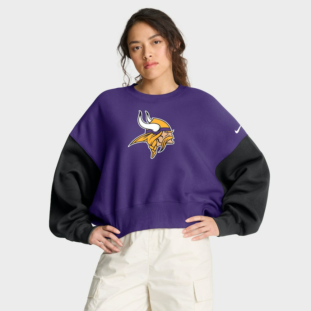 Nike Minnesota Vikings Women's Oversized Color-Block Pullover Sweatshirt Purple