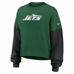 Nike New York Jets Women's Oversized Color-Block Pullover Sweatshirt Green