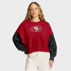 Nike San Francisco 49ers Women's Oversized Color-Block Pullover Sweatshirt Scarlet