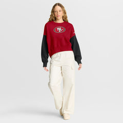 Nike San Francisco 49ers Women's Oversized Color-Block Pullover Sweatshirt Scarlet
