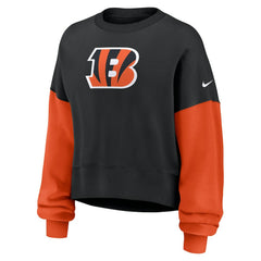 Nike Cincinnati Bengals Women's Oversized Color-Block Pullover Sweatshirt Black