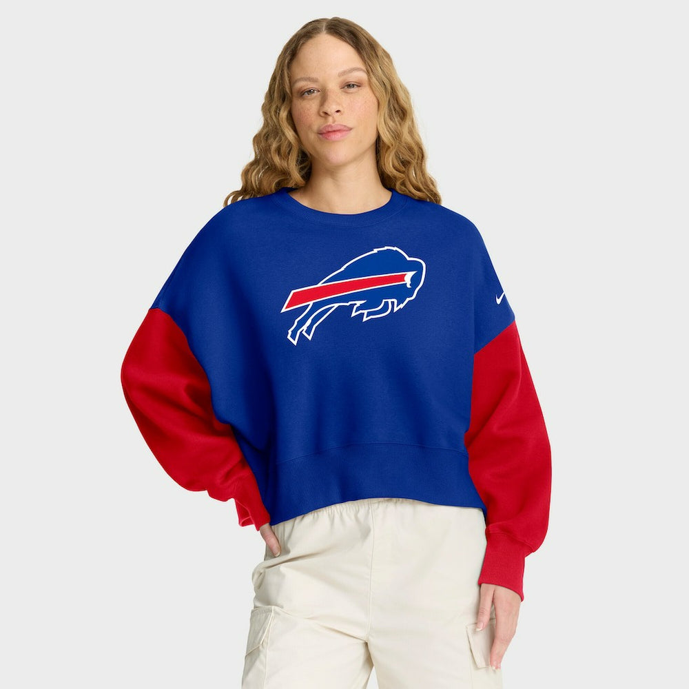 Nike Buffalo Bills Women's Oversized Color-Block Pullover Sweatshirt Royal