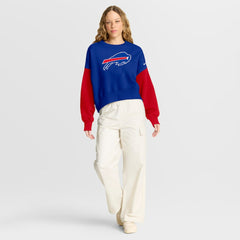 Nike Buffalo Bills Women's Oversized Color-Block Pullover Sweatshirt Royal