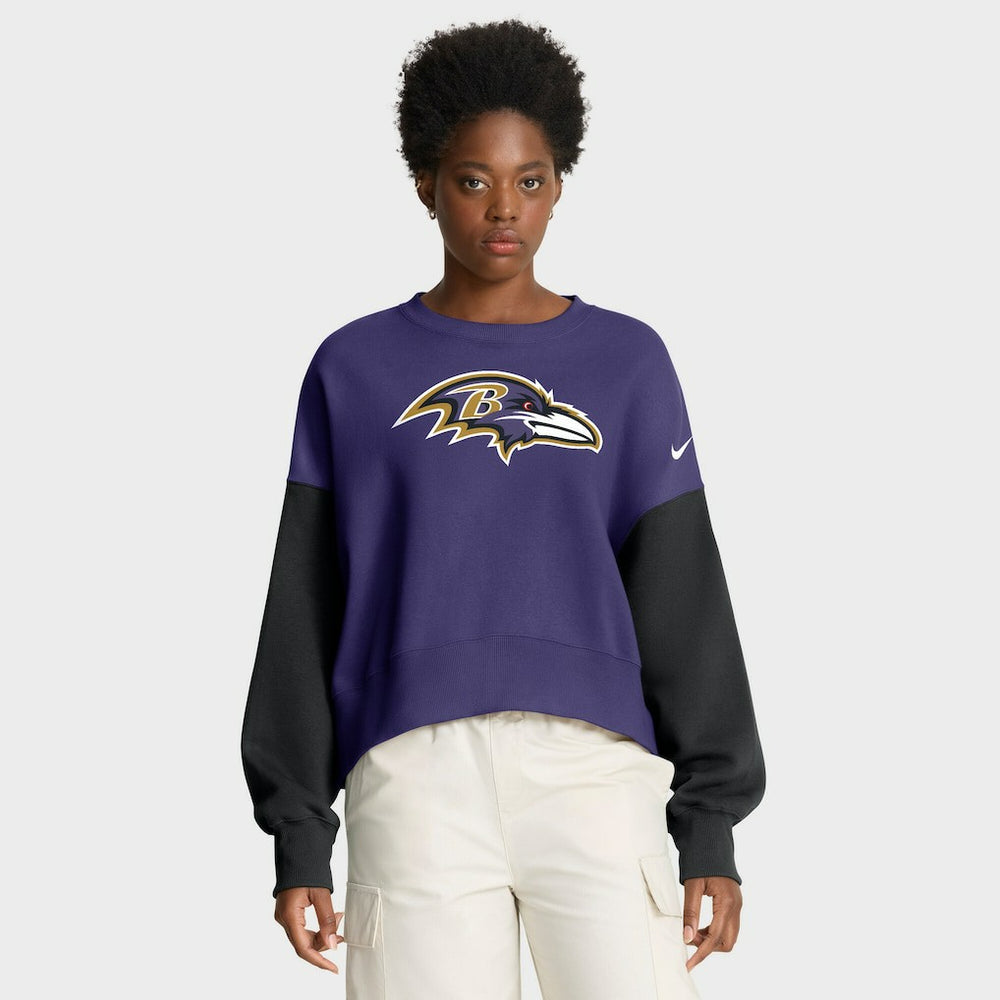 Nike Baltimore Ravens Women's Oversized Color-Block Pullover Sweatshirt Purple