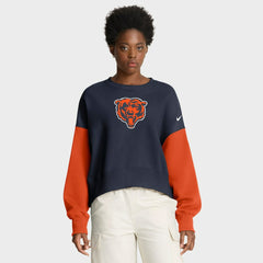 Nike Chicago Bears Women's Oversized Color-Block Pullover Sweatshirt Navy