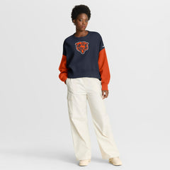Nike Chicago Bears Women's Oversized Color-Block Pullover Sweatshirt Navy