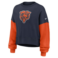 Nike Chicago Bears Women's Oversized Color-Block Pullover Sweatshirt Navy