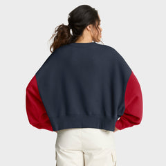 Nike Houston Texans Women's Oversized Color-Block Pullover Sweatshirt Navy