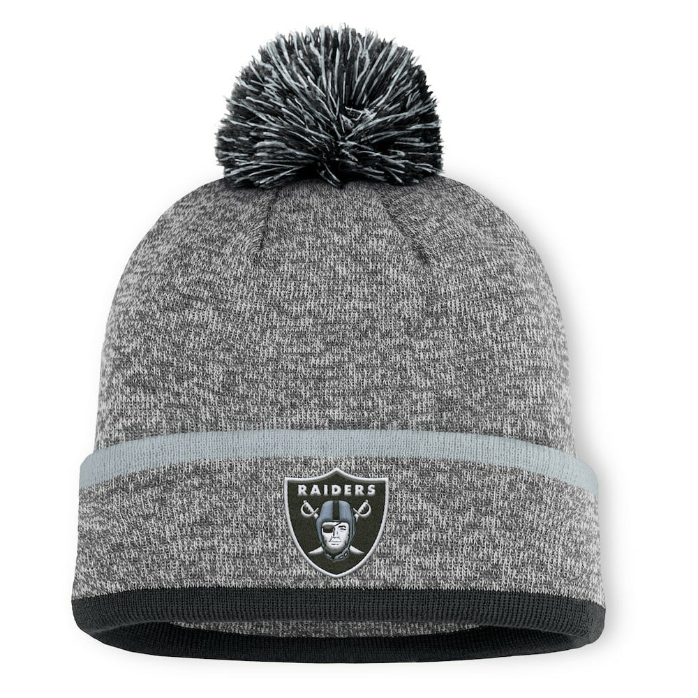 Fanatics Las Vegas Raiders Motion Cuffed Knit Hat with Pom Heather Gray