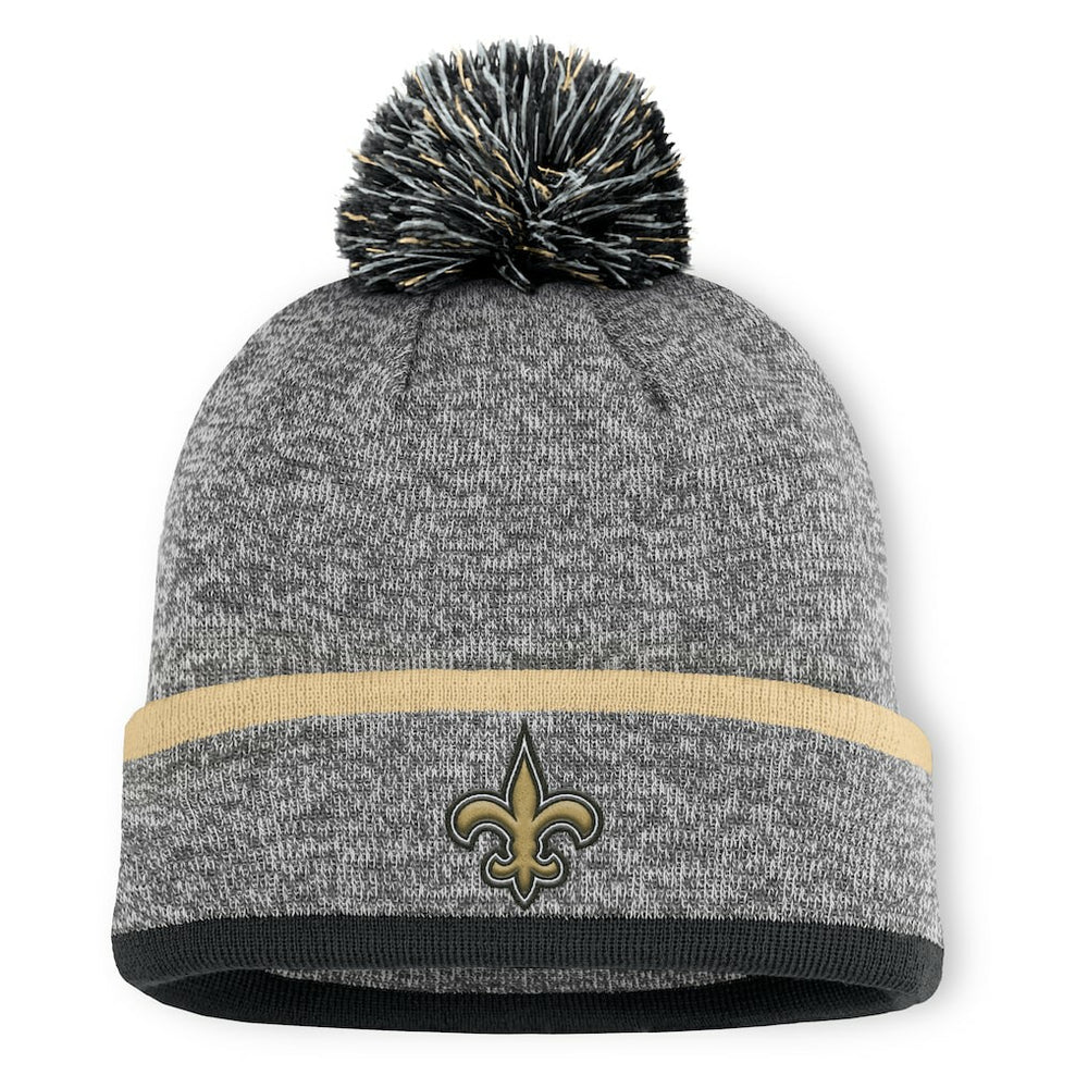 Fanatics New Orleans Saints Motion Cuffed Knit Hat with Pom Heather Gray