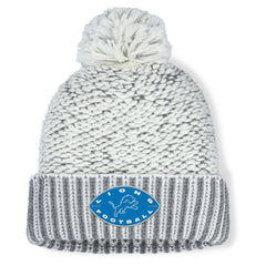 Fanatics Detroit Lions Women's Pro Set Cuffed Knit Hat with Pom Heather Gray