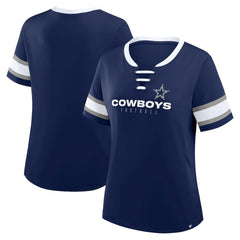 Fanatics Dallas Cowboys Women's Redzone Draw Play Athena Lace-Up T-Shirt Navy
