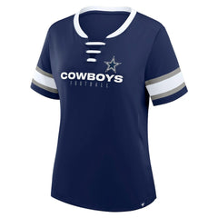 Fanatics Dallas Cowboys Women's Redzone Draw Play Athena Lace-Up T-Shirt Navy