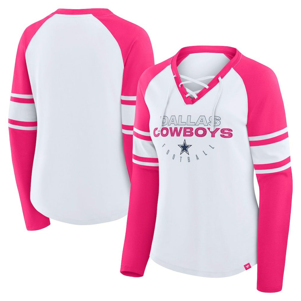 Fanatics Dallas Cowboys Women's White/Pink NFL Womens Redzone Bling Lace Up LST
