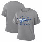 Fanatics Dallas Cowboys Women's Pennant Wave Tribute Tri-Blend Boxy T-Shirt Heather Gray