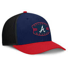 Atlanta Braves Fanatics Cutoff Adjustable Trucker Hat - Navy/Red - Fanatics Lifestyle