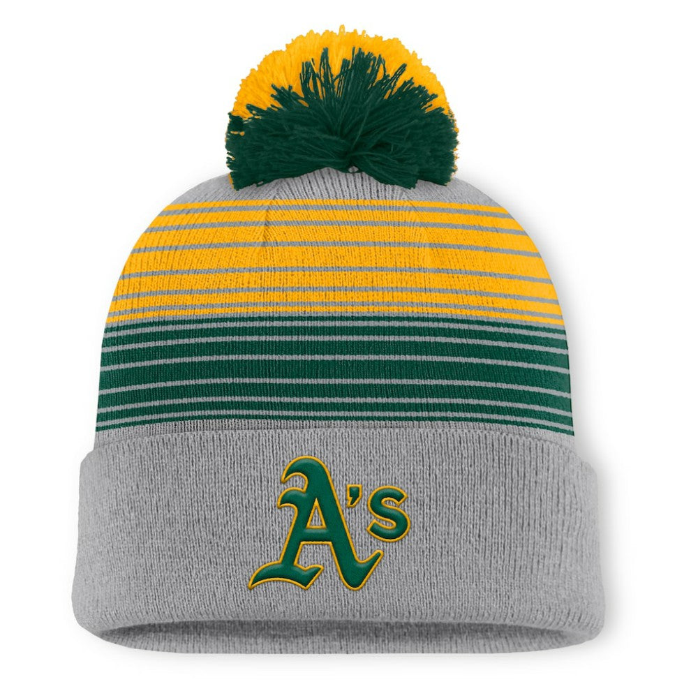 Athletics Fanatics Balk Cuffed Knit Hat with Pom - Gray - Fanatics on Sale