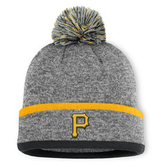 Pittsburgh Pirates Fanatics Backstop Cuffed Knit Hat with Pom - Heather Gray - Fanatics Discount