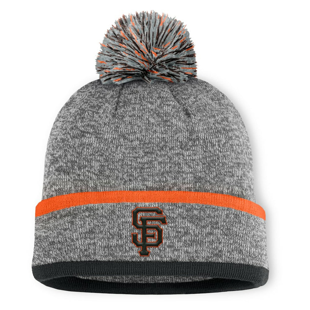 San Francisco Giants Fanatics Backstop Cuffed Knit Hat with Pom - Heather Gray - Fanatics Discount