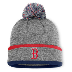 Boston Red Sox Fanatics Backstop Cuffed Knit Hat with Pom - Heather Gray - Fanatics Sale