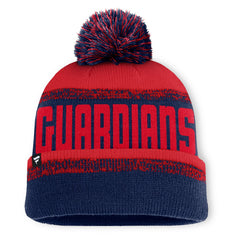 Cleveland Guardians Fanatics No-Doubter Cuffed Knit Hat with Pom - Navy/Red - Fanatics Lifestyle