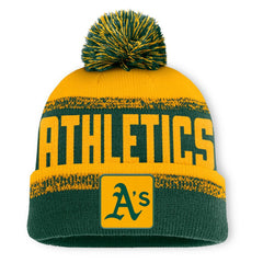 Athletics Fanatics No-Doubter Cuffed Knit Hat with Pom - Green/Gold - Fanatics Discount