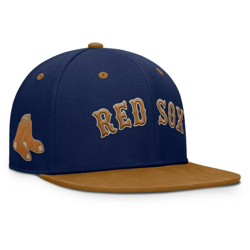 Boston Red Sox Fanatics Splinter Fitted Hat - Navy/Tan - Fanatics on Sale