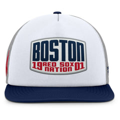 Boston Red Sox Fanatics Cranked Foam Front Patch Trucker Adjustable Hat - Gray/White - Fanatics Discount