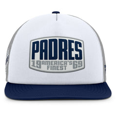 San Diego Padres Fanatics Cranked Foam Front Patch Trucker Adjustable Hat - Gray/White - Fanatics Sale