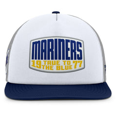 Seattle Mariners Fanatics Cranked Foam Front Patch Trucker Adjustable Hat - Gray/White - Fanatics on Sale