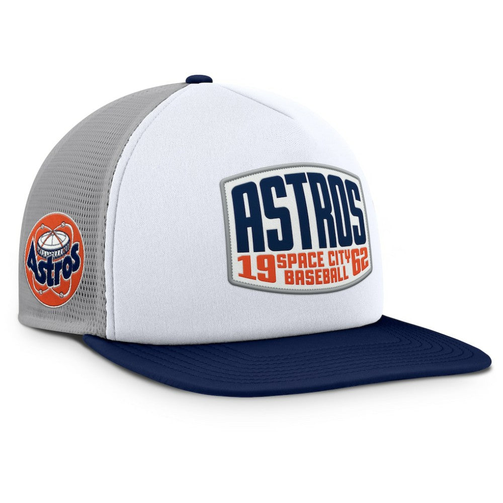 Houston Astros Fanatics Cranked Foam Front Patch Trucker Adjustable Hat - Gray/White - Fanatics Lifestyle