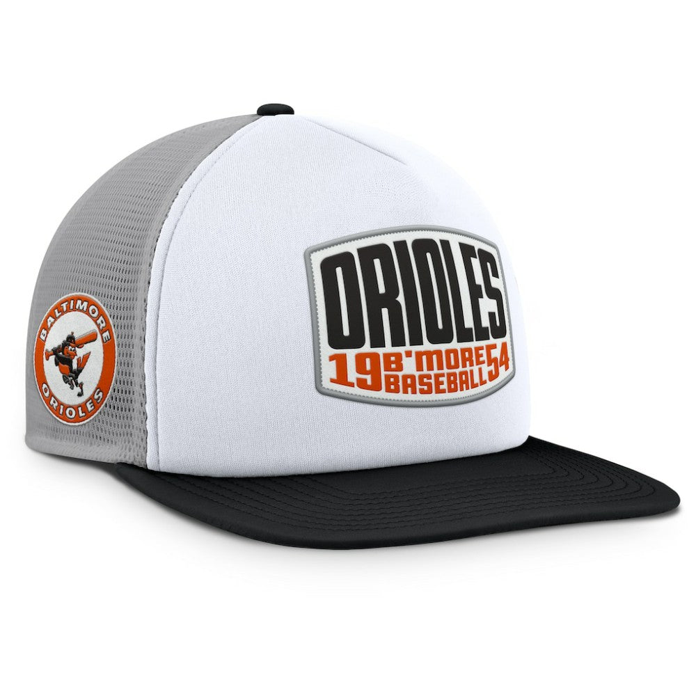 Baltimore Orioles Fanatics Cranked Foam Front Patch Trucker Adjustable Hat - Gray/White - Fanatics Online