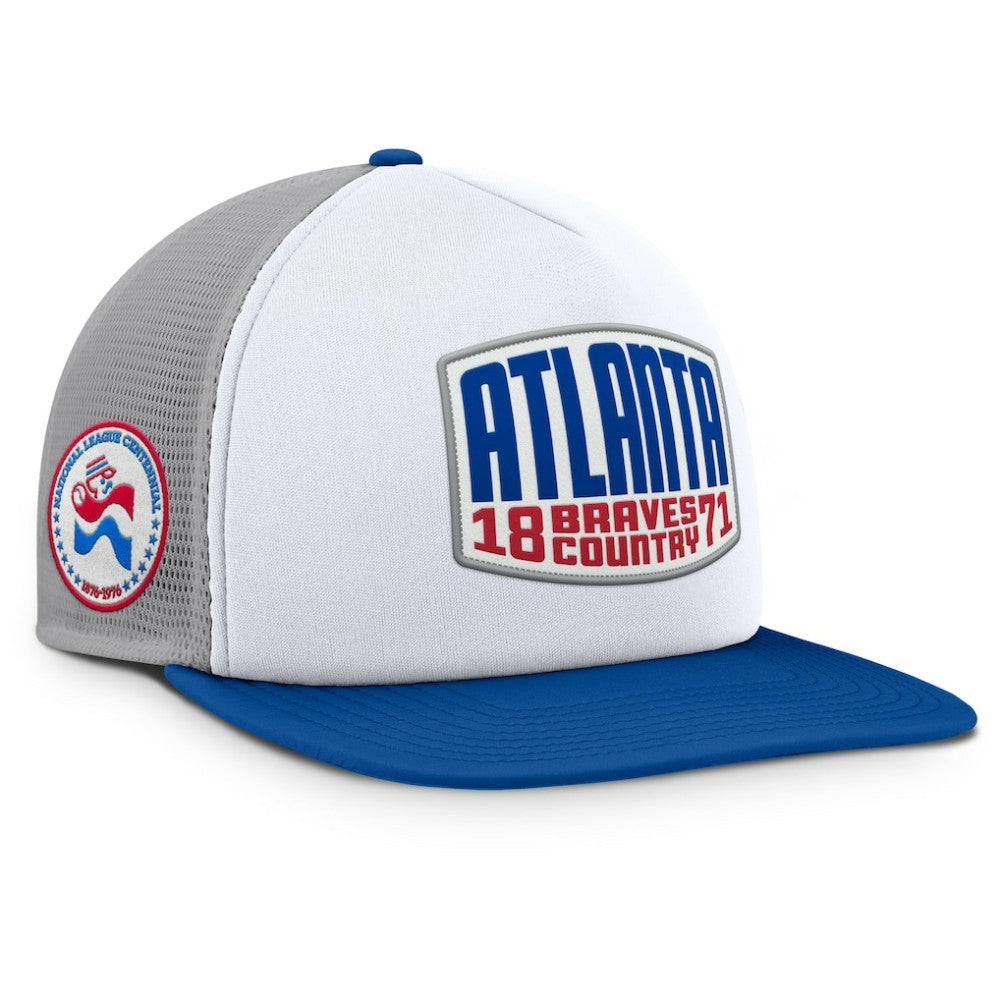 Atlanta Braves Fanatics Cranked Foam Front Patch Trucker Adjustable Hat - Gray/White - Fanatics Online