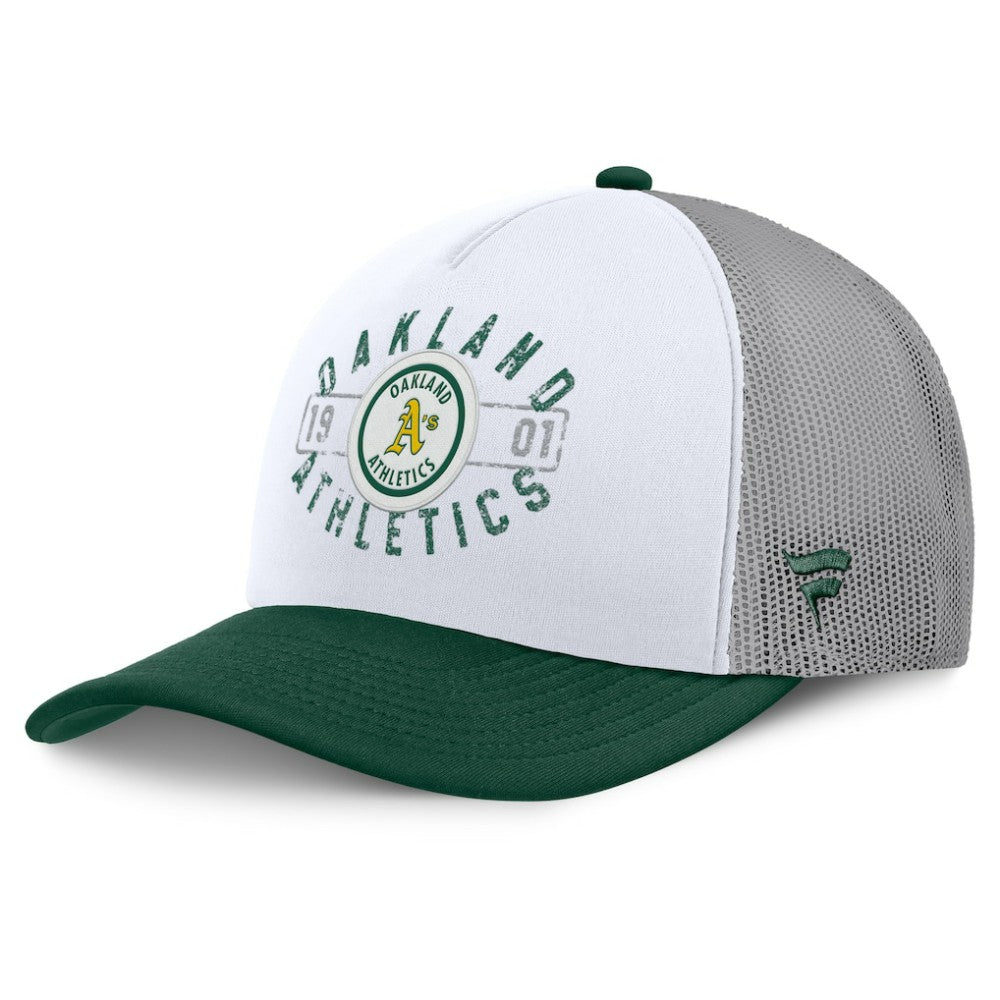Athletics Fanatics Designated A-Frame Foam Front Trucker Adjustable Hat - White/Green - Fanatics on Sale
