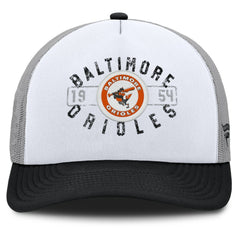 Baltimore Orioles Fanatics Designated A-Frame Foam Front Trucker Adjustable Hat - White/Black - Fanatics Discount