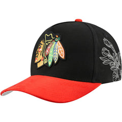 Chicago Blackhawks Mitchell & Ness May Flowers Pro Crown Adjustable Hat - Black/Red - NHL 202492204