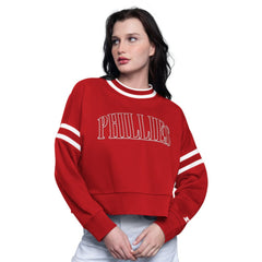 Philadelphia Phillies Starter Women's Power Play Cropped Pullover Sweatshirt - Red - MLB on Sale
